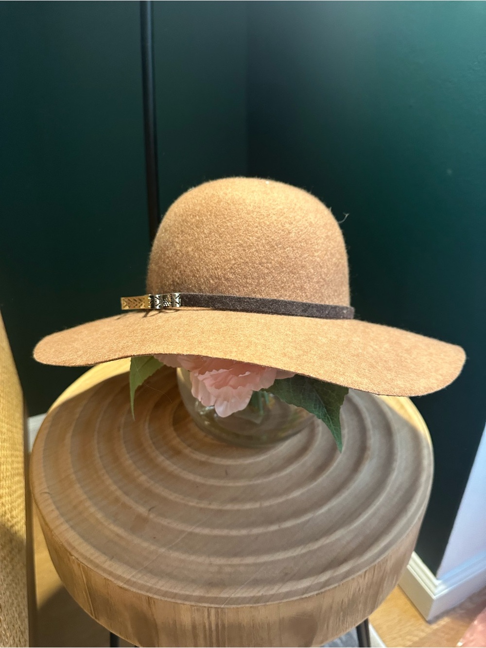 Wide Brim Wool Felt Sun Hat in Camel